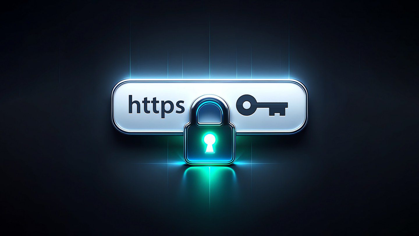 Barre d'adresse de navigateur affichant HTTPS et un cadenas vert, symbolisant un site web sécurisé